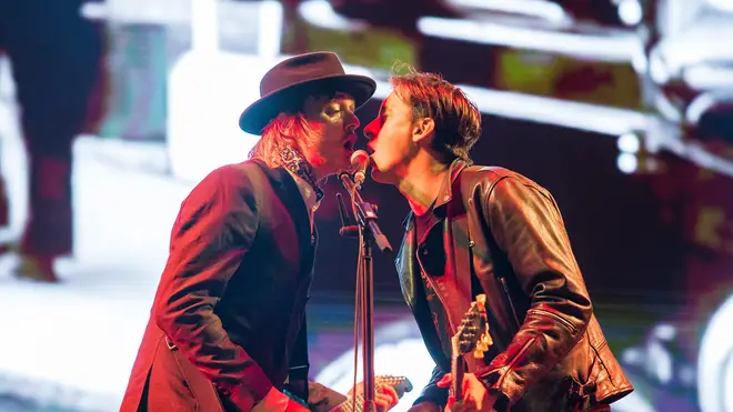 Pete Doherty and Carl Barat of The Libertines perform on stage on Day 1 of Victorious Festival at Southsea Seafront on August 24, 2018 in Portsmouth, England