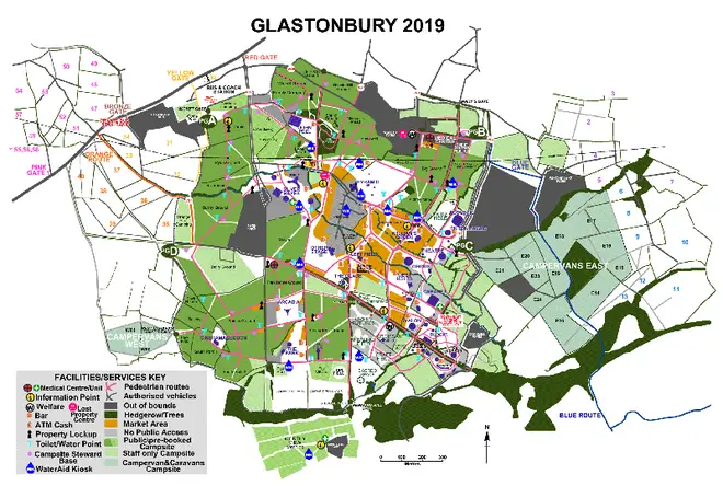 Glastonbury 2019 map
