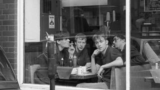 Blur at an east London cafe, 1992: Alex James, Dave Rowntree, Damon Albarn and Graham Coxon.