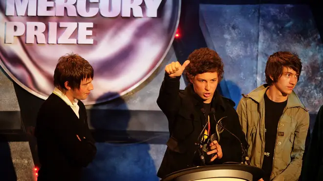 Jamie Cook, Matt Helders and Alex Turner at the 2016 Nationwide Mercury Prize awards