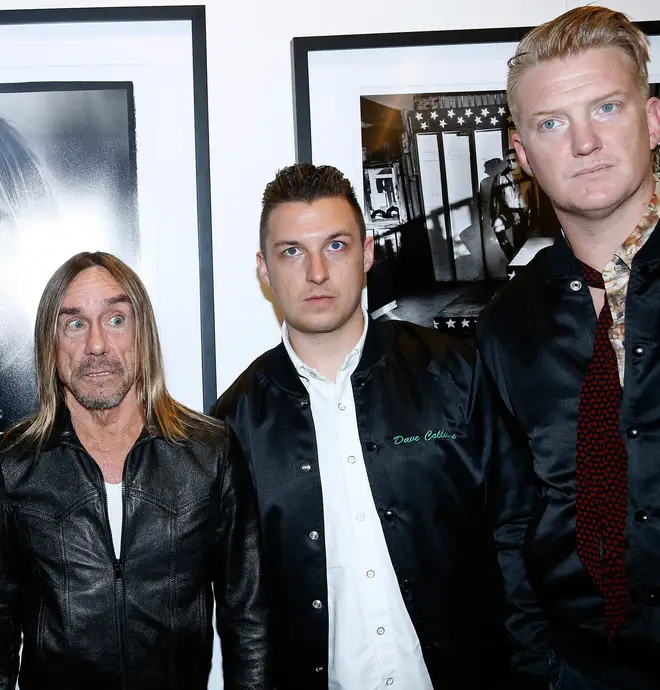 Iggy Pop, Matt Helders and Josh Homme attend the Post Depression Art Pictures Exhibition At French Paper Gallery In Paris