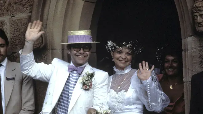Elton John and his ex wife Renate Blauel on their wedding day on 14 February 1984