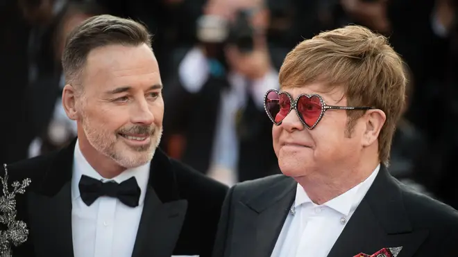 David Furnish and Elton John at the Rocketman premiere at the 72nd Cannes Film Festival