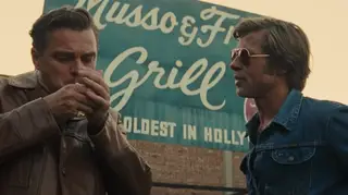 Leonardo Di Caprio and Brad Pitt and in Quentin Tarantino in Once Upon A Time In Hollywood