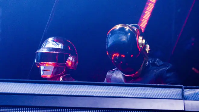 Daft Punk performing live on stage at the O2 Wireless Festival in Hyde Park, 2007