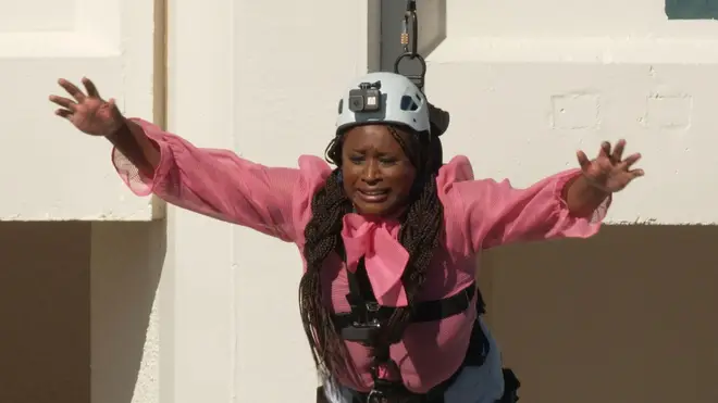 Charlene White takes on the terrifying Ledge challenge in the first episode