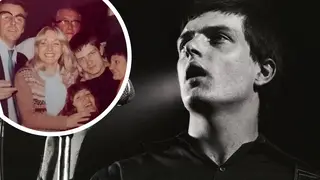 Ian Curtis - at work in his persona as Joy Division frontman, and at play at his office Christmas party