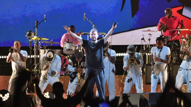 Damon Albarn of Gorillaz headlines the East Stage during All Points East 2022  at Victoria Park on August 19, 2022