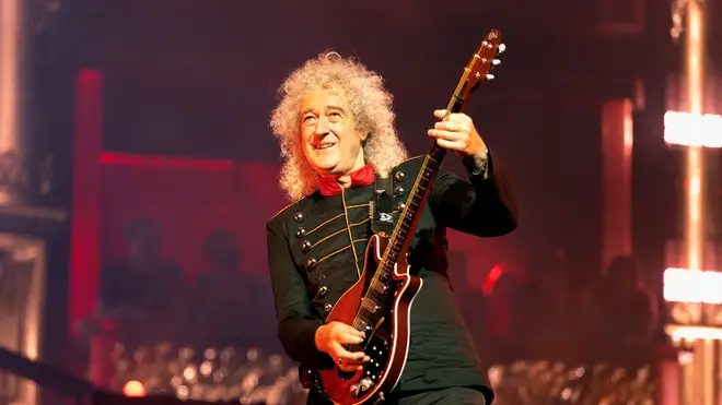 Brian May of Queen performs at The O2 Arena on June 05, 2022