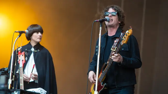 Charlotte Marionneau and Russell Pritchard of Noel Gallagher's High Flying Birds perform live on stage in 2018.