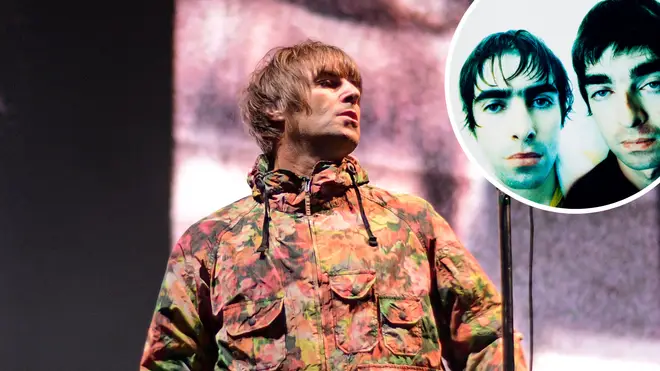 Liam Gallagher with Liam and Noel inset