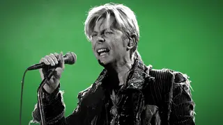 David Bowie performs his last full gig in the UK: closing the Isle Of Wight Festival, 13 June 2004