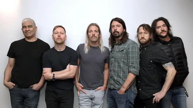 Foo Fighters in September 2017:  Pat Smear, Nate Mendel, Taylor Hawkins, Dave Grohl, Chris Shiflett and Rami Jaffee F