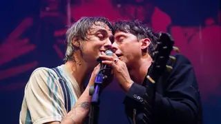 Pete Doherty and Carl Barât of The Libertines perform at the Hoping For Palestine
