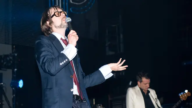 Jarvis Cocker performing with Pulp during their last reunion, August 2011