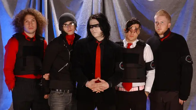 My Chemical Romance in February 2005: Ray Toro, Mikey Way, Gerard Way, Frank Iero and Matt Pelissier
