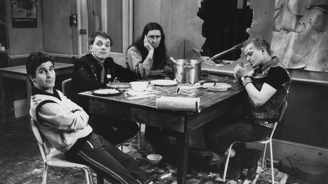 The Young Ones in 1982: Christopher Ryan, Rik Mayall, Nigel Planner and Adrian Edmondson
