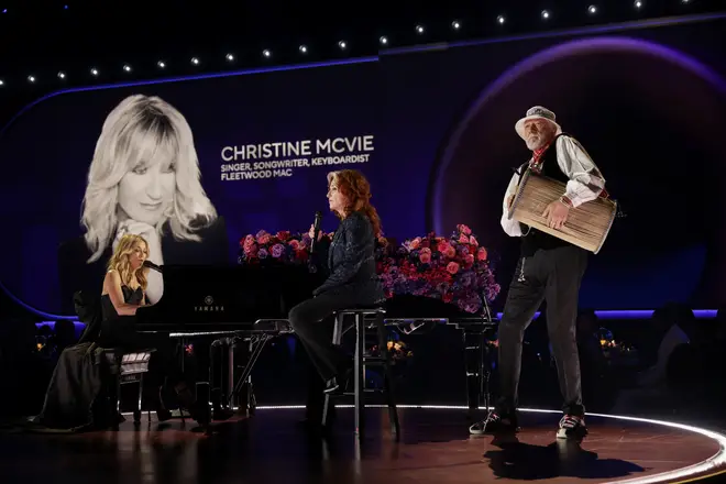 Sheryl Crow, Bonnie Raitt and Mick Fleetwood pay tribute to Christine McVie at the 65th Annual Grammy Awards, February 2023