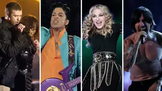 Classic Super Bowl performances: Justin Timberlake and Janet Jackson; Prince, Madonna, Red Hot Chili Peppers