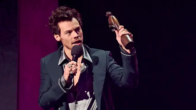 Harry Styles, winner of the Artist Of The Year award on stage during The BRIT Awards 2023