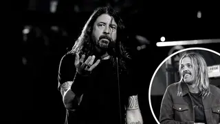 Foo Fighters' Dave Grohl with their late drummer Taylor Hawkins inset