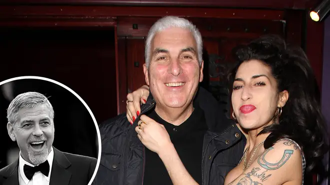Mitch Winehouse and Amy Winehouse with George Clooney inset