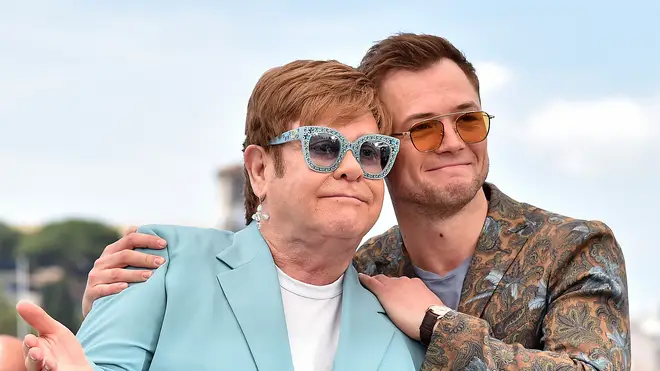 Sir Elton John and Taron Egerton attend the photocall for "Rocketman"
