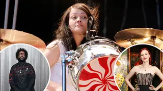 The White Stripes drummer Meg White with Questlove and Karen Elson inset