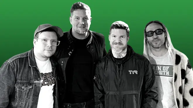 Fall Out Boy's Patrick Stump, Radio X's Dan O'Connell, FOB's Andy Hurley and Pete Wentz