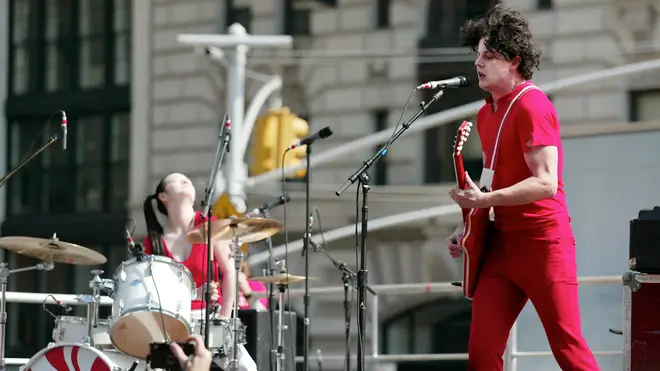 The White Stripes in Union Square Park, New York. October 2002.