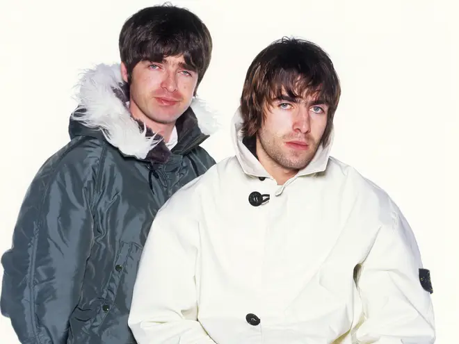 Noel and Liam Gallagher at the height of their fame, in March 1996