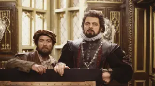 Tony Robinson and Rowan Atkinson in Blackadder's Christmas Carol