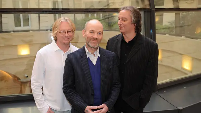 R.E.M. in 2008: Mike Mills, Michael Stipe and Peter Buck.