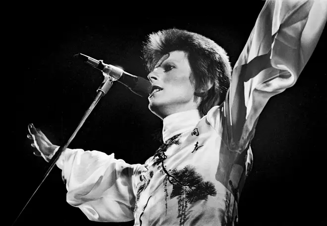 David Bowie performs live on stage at Earls Court Arena on 12th May 1973.