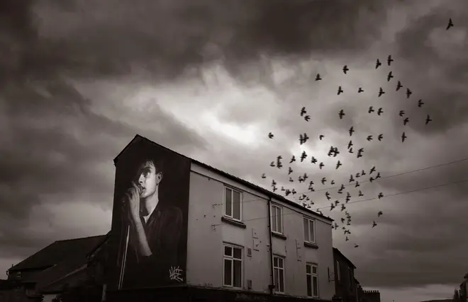 The Ian Curtis mural in Macclesfield, Cheshire.