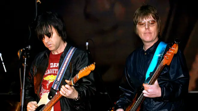 Johnny Marr and Andy Rourke reunite for the first Manchester Versus Cancer show in January 2006.