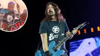 Foo. Fighters' Dave Grohl with Josh Freese inset