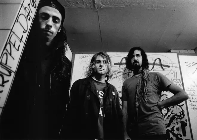 Nirvana's Dave Grohl, Kurt Cobain and Krist Novselic in 1991