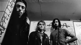 Nirvana's Dave Grohl, Kurt Cobain and Krist Novselic in 1991
