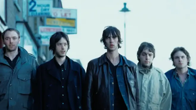 All friends together: Ashcroft is joined by the other members of The Verve in the widely-seen version of Bitter Sweet Symphony.