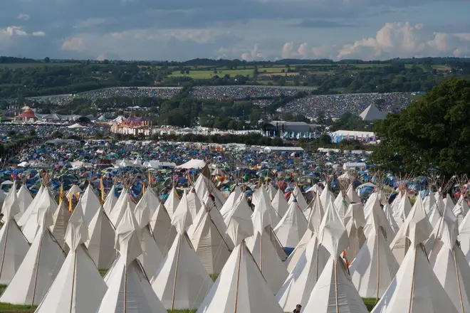 The campsites at Glastonbury in 2014