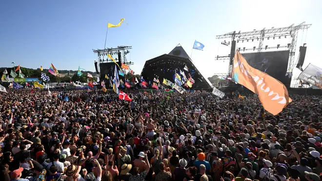 Crowds watch the performances on Day 3 of Glastonbury Festival 2023
