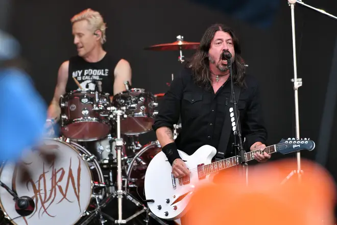 Josh Freese onstage with Dave Grohl on Glastonbury's Pyramid Stage. 23rd June 2023