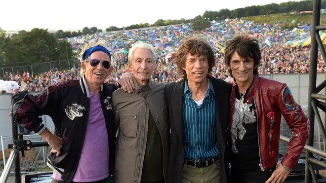 Keith Richards, Charlie watts, Mick Jagger and Ronnie Wood prepare for their headline set at the 2013 festival.