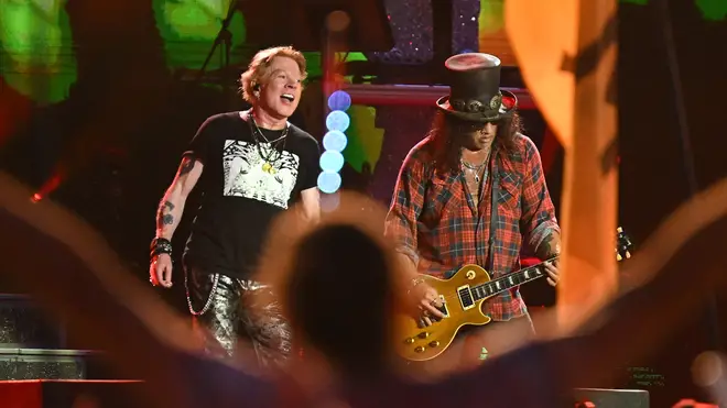 Axl Rose and Slash of Guns N' Roses at Glastonbury 2023
