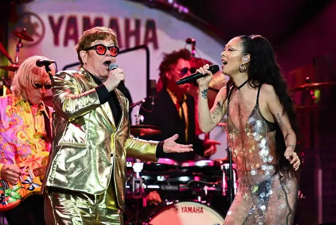Elton John and Rina Sawayama perform at Glastonbury 2023