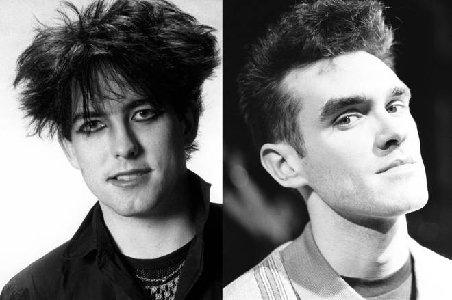 Robert Smith of The Cure in 1983, Morrissey of The Smiths in 1984