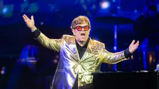 Sir Elton John performs on the Pyramid stage during day 5 of Glastonbury Festival 2023