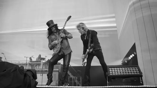 Guns N' Roses guitarist Slash and bassist Duff McKagan at BST Hyde Park 2023