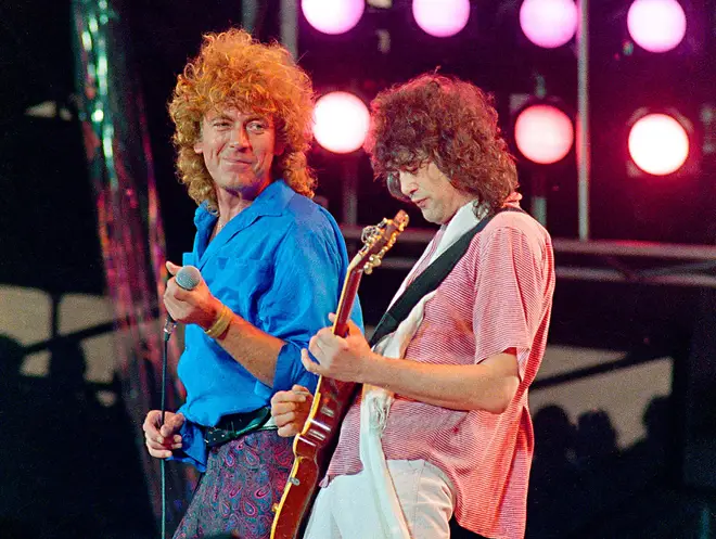 Robert Plant and Jimmy Page at Live Aid, July 1985
